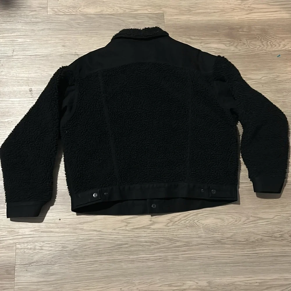 Levis Made and Crafted Black Oversized Sherpa Denim Trucker Jacket Pre-Owned L